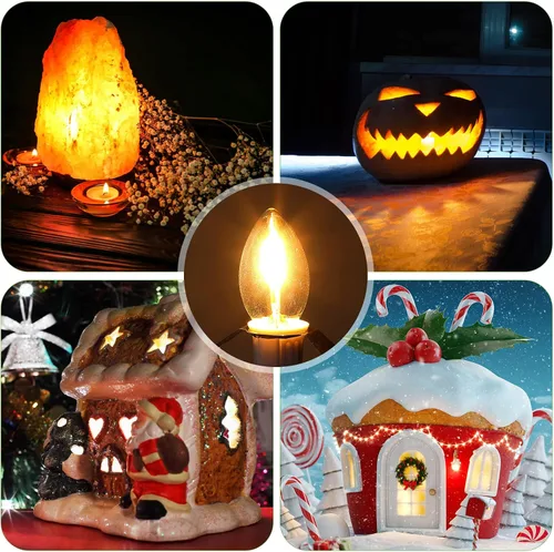 Vista 5 de Macarrie Paquete de 6 accesorios con una bombilla LED de 6 pies, cable de bombilla individual de pueblo navideño con interruptor