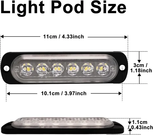 Vista 4 de 12V 24V Luz LED Blanca delgada de 6LEDs impermeable para UTV, camión, RV, cúpula, escalón, debajo del salpicadero, cama del camión, maletero