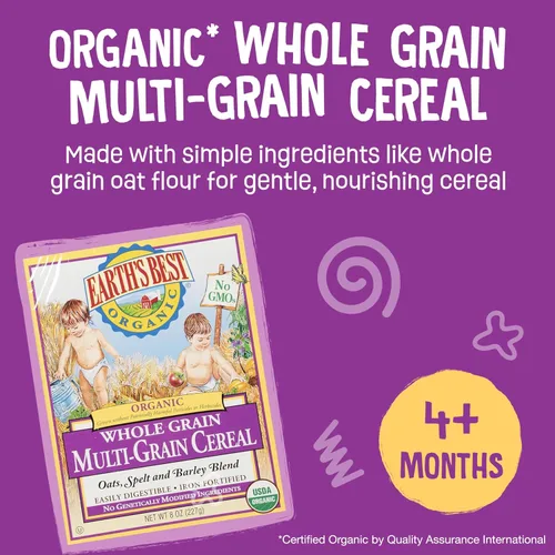 Vista 3 de Earth's Best Cereal orgánico de grano entero multigrano 8 onzas (paquete de 6)
