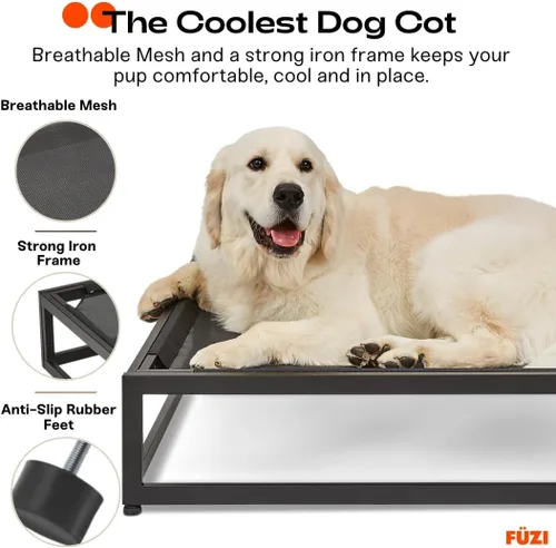 Vista 3 de FUZI Luxury Up - Cama elevada para perros para cachorros, cama elevada para mascotas para interiores y exteriores, a prueba de mordeduras