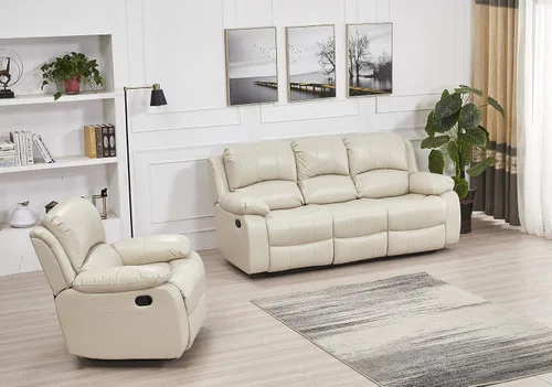 Vista 20 de Betsy Furniture Sofá reclinable de piel sintética con consola 8018, varios colores (beige, sofá biplaza)