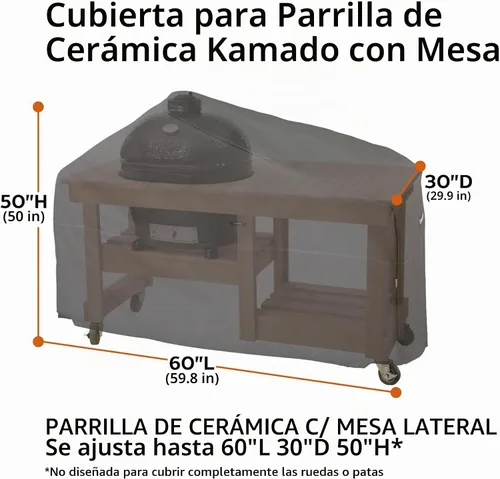 Vista 3 de Classic Accessories Cubierta Ravenna para asador/parrilla de BBQ de cerámica Kamado resistente al agua de 60 pulgadas