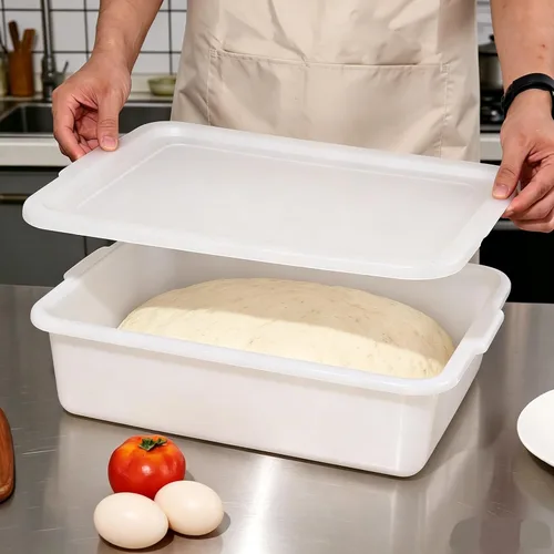 Vista 5 de Paquete de 3 cajas para probar masa de pizza, caja para probar masa de pan y contenedor de masa con tapa, libre de BPA Cajas de levantamiento