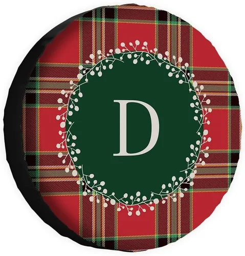 Vista 25 de Buffalo Check Plaid Initial Spare Tire Cover Monogram Letter A Wheel Protectors Covers Water Dust Proof 14 Inch Wheel Covers Universal for Trailer