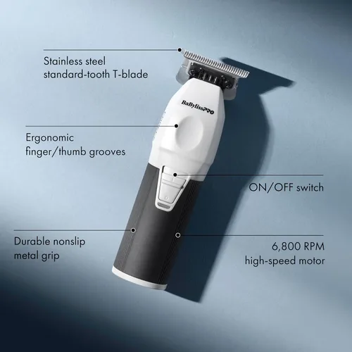 Vista 3 de BaBylissPRO COREFX - Recortadora de barba inalámbrica profesional para hombres con motor de alta velocidad de 6,800 RPM y hoja en T de acero