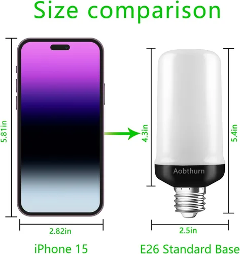 Vista 2 de aobthurn Bombillas de llama, 4 modos de luz LED con efecto de llama, base E26 parpadeante con sensor de gravedad, bombillas parpadeantes para fiesta