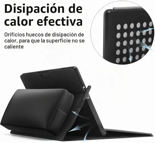 Vista 5 de Omnpak Funda para Microsoft Surface Pro 11/10/9 de 13", con bolsillo para Negro con bolsa de accesorios