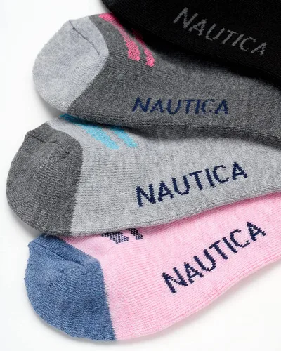 Vista 4 de Nautica Calcetines deportivos acolchados de corte bajo para mujer (paquete de 6)