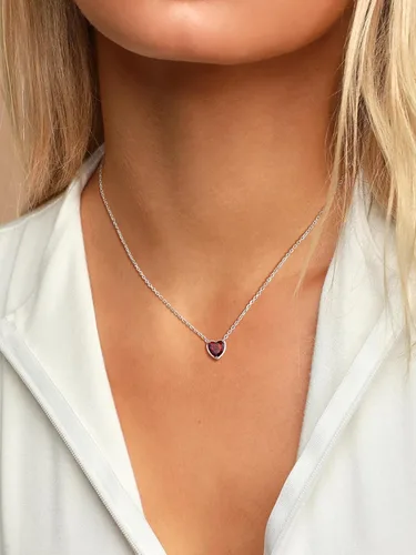 Vista 2 de Suplight 925 Sterling Silver Heart/Round Birthstone Necklaces for Women 01. Enero (Garnet)