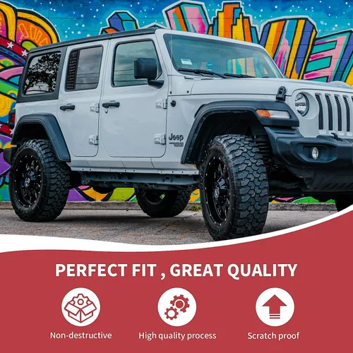 Vista 5 de Adhesivos para ventana de bandera de puerta trasera, cubierta de panel de vidrio de aleación de aluminio para Jeep Wrangler JK JKU 2011-2017