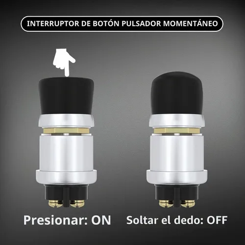 Vista 3 de DAIERTEK Interruptor de botón de arranque 12V / 24V Botón de arranque a presión impermeable 50A resistente a la intemperie momentáneo para claxon