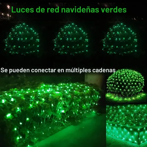 Vista 7 de HISHINY Red de luces de Navidad para exteriores, cable verde de 100 luces LED de 5 x 5 pies, cadena de luces de malla conectable para Navidad