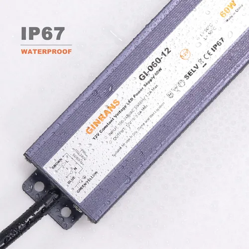 Vista 2 de Transformador de fuente de alimentación de LED de voltaje constante impermeable IP67 de 60W, entrada universal de 100-240V CA con enchufe, salida
