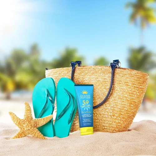 Vista 6 de Ocean Potion Loción corporal con protección solar SPF 50, protección solar UVA/UVB de amplio espectro con aloe y vitamina E, protector solar