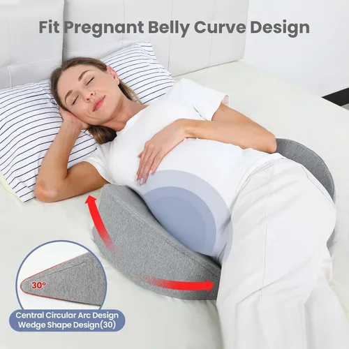 Vista 2 de Almohadas de embarazo para dormir, almohada de maternidad de espuma viscoelástica mejorada para mujeres embarazadas, almohada de cuña de embarazo