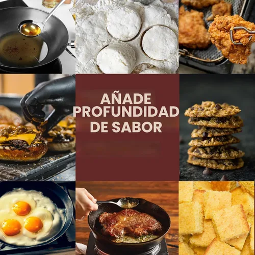 Vista 5 de Sebo de res de 30 onzas - Grasa de res procesada estable en almacén Beef fat for high heat cooking, frying, searing, roasting, baking, meal prep