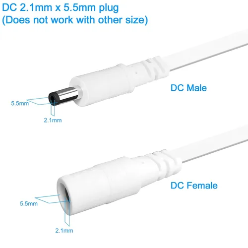 Vista 3 de Cable de extensión de alimentación CC de 12 V 3.05 m 2.1 mm×5.5 mm, cable de extensión de alimentación universal de 12 V para cámara de seguridad