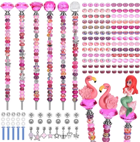 Vista 19 de Kit de 158 piezas de varitas de hadas de bricolaje para jardín, múltiples esquemas de color con cuentas europeas, cristales y puntas de diamante