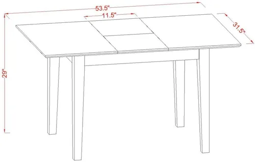 Vista 9 de East West Furniture NOGR3-BLK-W - Juego de mesa de comedor de 3 piezas para espacios pequeños que contiene una mesa de comedor rectangular con hoja