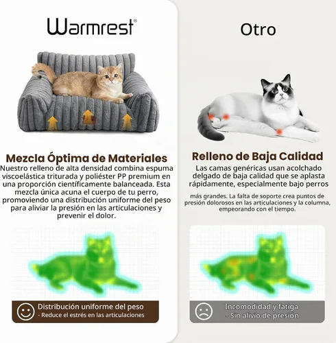 Vista 4 de Sofá de gato para mascotas, bonita cama para gatos de interior Gris claro