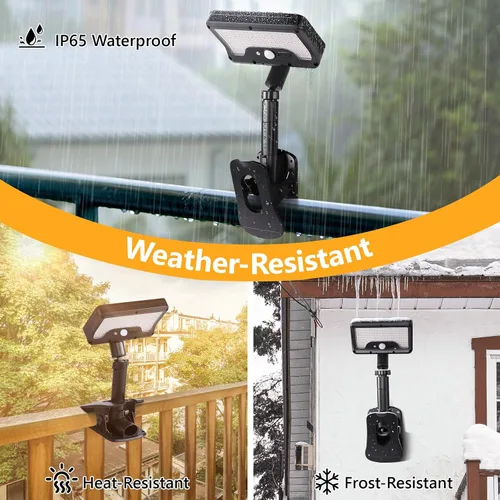 Vista 7 de Luces solares con clip para exteriores con sensor de movimiento, luces de valla solares ajustables verticalmente y giratorias en 360° con 92 LEDs