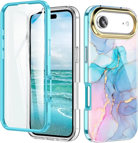 Vista 54 de Funda bonita de mármol para iPhone 13 Pro de 6.1 pulgadas, con protector de pantalla incorporado, ligera y elegante, de TPU, para cuerpo completo, a