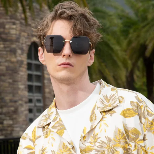Vista 2 de Fullgren Trendy Oversized Square Rimless Sunglasses for Women Men UV400 Metal Sun Glasses