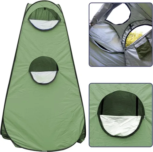 Vista 7 de Kit de inodoro portátil para acampar al aire libre para adultos, tienda de campaña desplegable para privacidad, inodoro plegable para campamento, 30