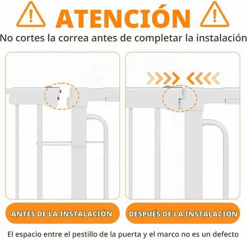 Vista 8 de Puerta de bebé para escaleras de 29.8 a 46.5 pulgadas montada a presión, puertas de bebé para niños de cierre automático para puertas sin taladro