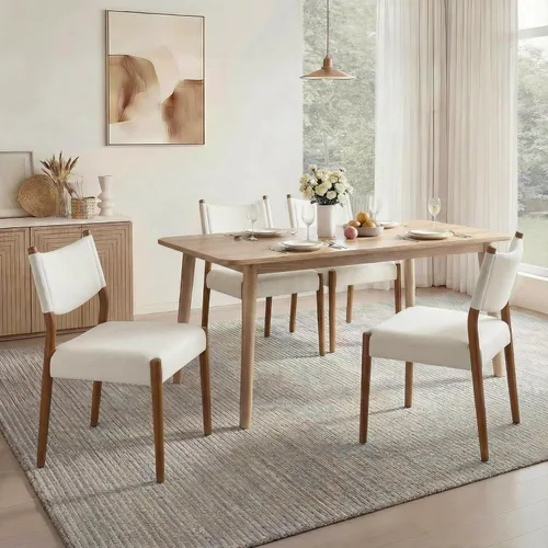 Vista 17 de KISLOT Juego de 4 sillas de comedor, sillas ergonómicas tapizadas de madera Sillas de comedor modernas de mediados de siglo, sillas ergonómicas