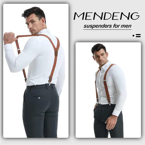 Vista 25 de MENDENG Tirantes de gancho giratorio de bronce vintage con 4 tirantes ajustables para hombre