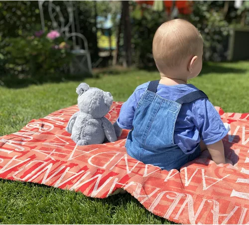 Vista 5 de WOMB Manta de bebé personalizada con nombre, manta de nombre personalizado para niños adultos, regalo de cumpleaños/Navidad/hito para niños, niñas