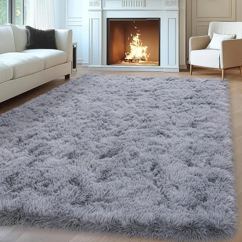 Vista 107 de Mugorn - Alfombras suaves y esponjosas de 2 x 3 pies para el hogar, alfombra pequeña con 4 mallas antideslizantes, color negro, 2 x 3 pies