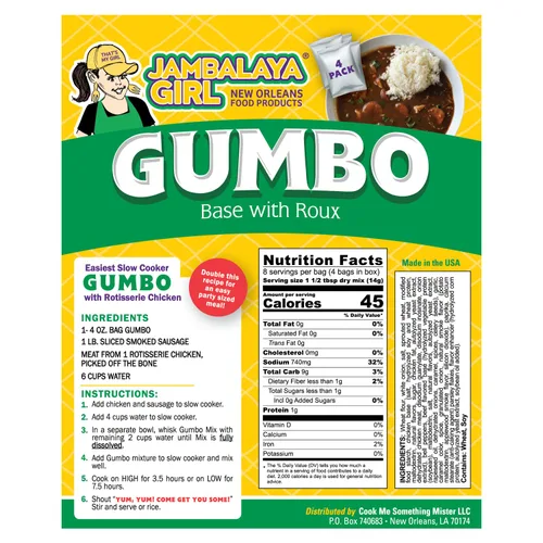 Vista 2 de Jambalaya Girl Base Gumbo con Roux, mezcla de sopa de Nueva Orleans, 4 onzas (paquete de 4) – Fácil de cocinar – Solo tienes que añadir pollo