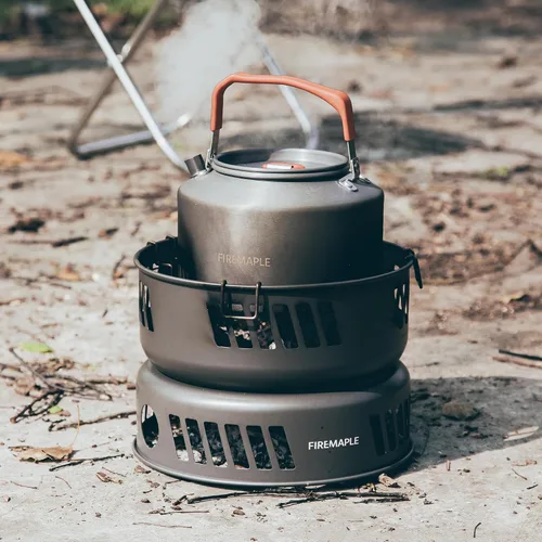 Vista 9 de Juego de Cocina Versátil al Aire Libre Fire Maple, Estufa de Gas de Aluminio, Kit de Utensilios de Cocina para Acampada Compacto y Duradero