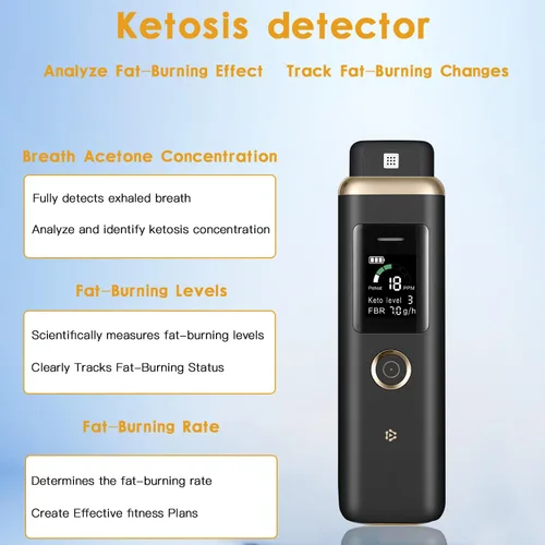 Vista 5 de Probador de aliento de cetona Medidor profesional de cetosis de respiración de alta precisión - Analizador portátil de monitor de respiración