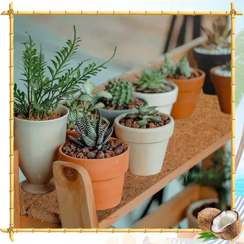 Vista 6 de Jetec Revestimientos de coco para macetas, 12 x 120 pulgadas, cesta de flores de coco natural, alfombra de reptiles, tapete de fibra, decoración