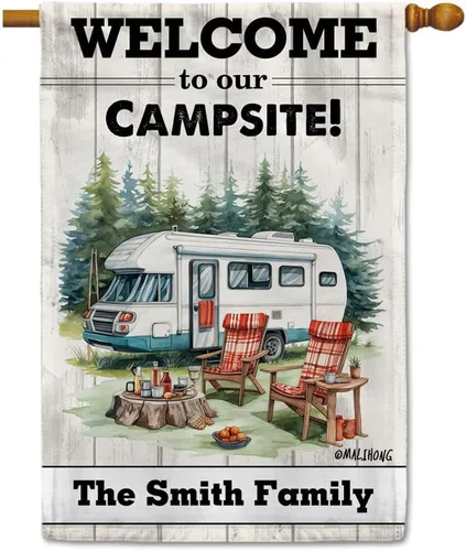 Vista 14 de Custom Welcome to Our Campsite Flag RV Camping Decor 12.5"x18" R26 Style 1