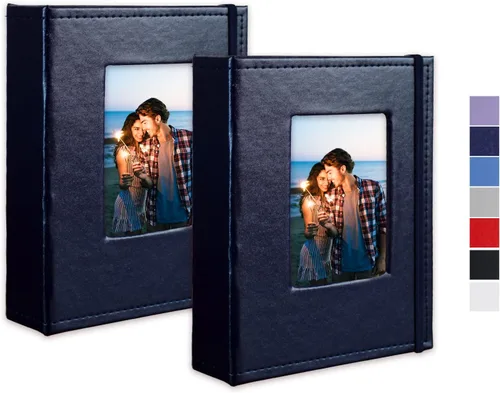 Vista 20 de Álbum de fotos pequeño de 4 x 6 pulgadas, 100 bolsillos con espacio de escritura, cubierta de cuero, libro de fotos con capacidad para fotos de 4 x