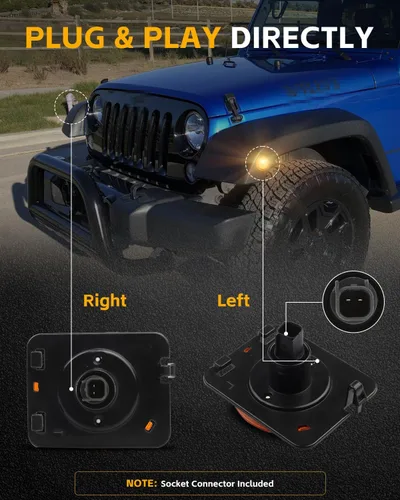 Vista 8 de Luces LED secuenciales de marcador lateral para guardabarros delanteros para J-e-e-p Wrangler JK 2007-2019, lámparas de marcador de parachoques