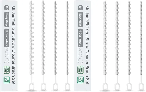 Vista 6 de Juego de 4 cepillos limpiadores de popotes – 10 pulgadas, 4 diámetros para pajitas finas y para batidos, resistente, mango de agarre cómodo