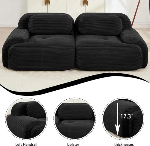 Vista 6 de Juego de sofás seccionales sin hueso de 117 pulgadas para sala de estar, modular en forma de L y sofá de 3 plazas con asiento profundo, almohadas