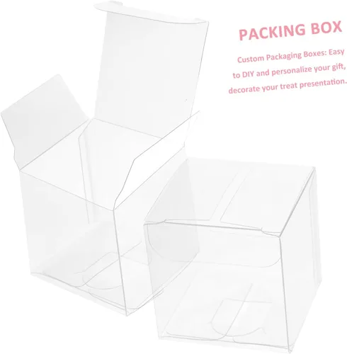Vista 3 de Luxshiny Caja de regalo de 50 unidades, cajas de regalo transparentes para cupcakes, macarrones, dulces, cajas de plástico transparente para bodas