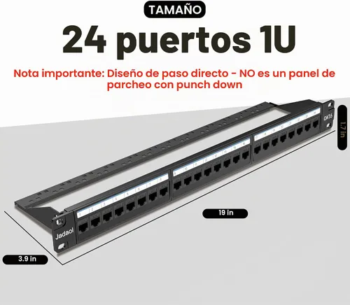 Vista 6 de Jadaol [Listado UL] Panel de Parches de 24 Puertos para Montaje en Rack o Montaje en Pared de 19 Pulgadas, Panel de Red Cat 6 de 1U Precargado
