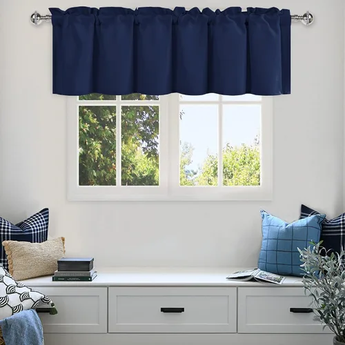 Vista 48 de DWCN Cortinas de Cenefa para Sala de Estar, Cocina, Baño/Sótano - Aqua Sólido, 1 Panel, 42 x 12 Pulgadas, Oscurecimiento de Habitación Solid Short