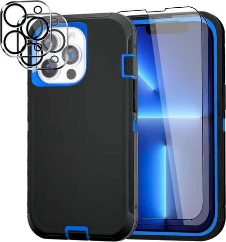 Vista 27 de Funda para iPhone 13 Funda 6.1" con Soporte Plegable y Clip para Cinturón con 2 Protectores de Pantalla + 2 Protectores de Lente de Cámara, Cubierta