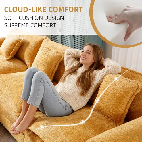 Vista 3 de GNIXUU Sofá Seccional Extragrande de 112" Cloud Couch para Sala de Estar, Moderno Sofá de Chenille en Forma de L, Cómodo Sofá Cama Modular Boucle