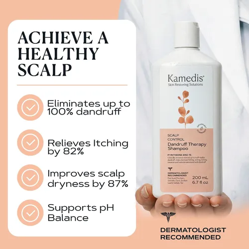 Vista 6 de Kamedis Champú anticaspa para cuero cabelludo sensible y dermatitis seborreica, libre de crueldad, sin parabenos, 6.7 oz