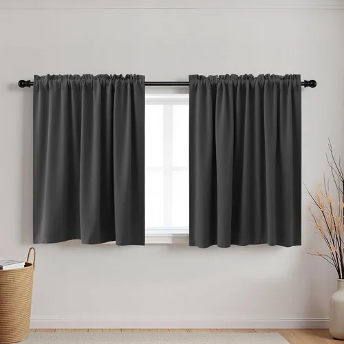 Vista 13 de Cortinas de café KOUFALL de 18 x 24 pulgadas para tratamientos de ventanas pequeñas, niveles de cortinas bohemias opacas para ventanas de RV y Beige