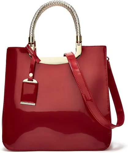 Vista 3 de ZiMing Bolso de mano de charol para mujer, bolso cuadrado de noche, bolso con asa superior, bolso de hombro, magnífico bolso